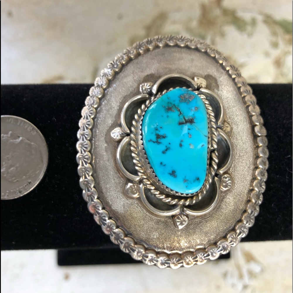 925 silver turquoise Native American belt buckle